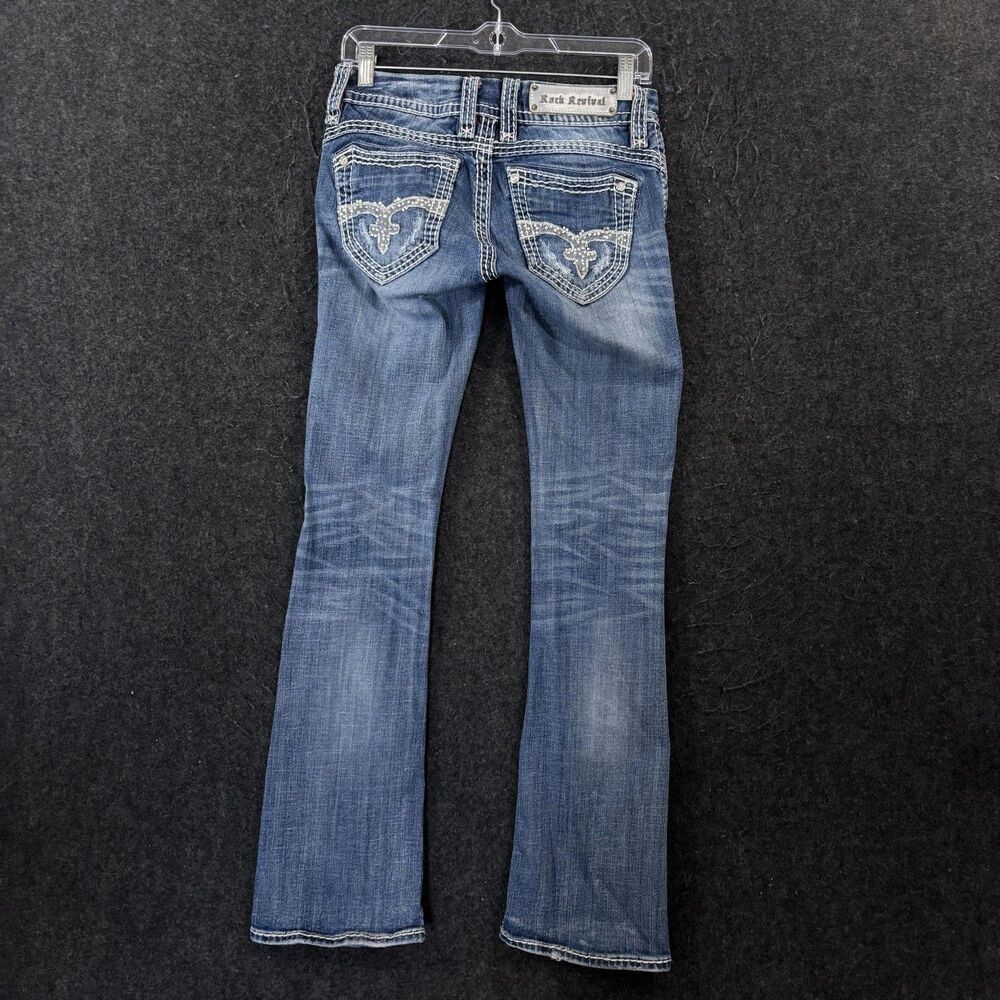 Rock Revival Jeans Women's 26 Blue Aida Boot Bootcut Stretch Embroidered Flap
